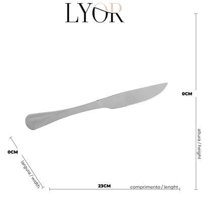 Conjunto 6 Facas de Churrasco de Aço Inox Positano 23cm - Lyor