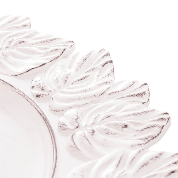 Sousplat de Plástico Patinado Garden Leaf Branco 35cm - Lyor