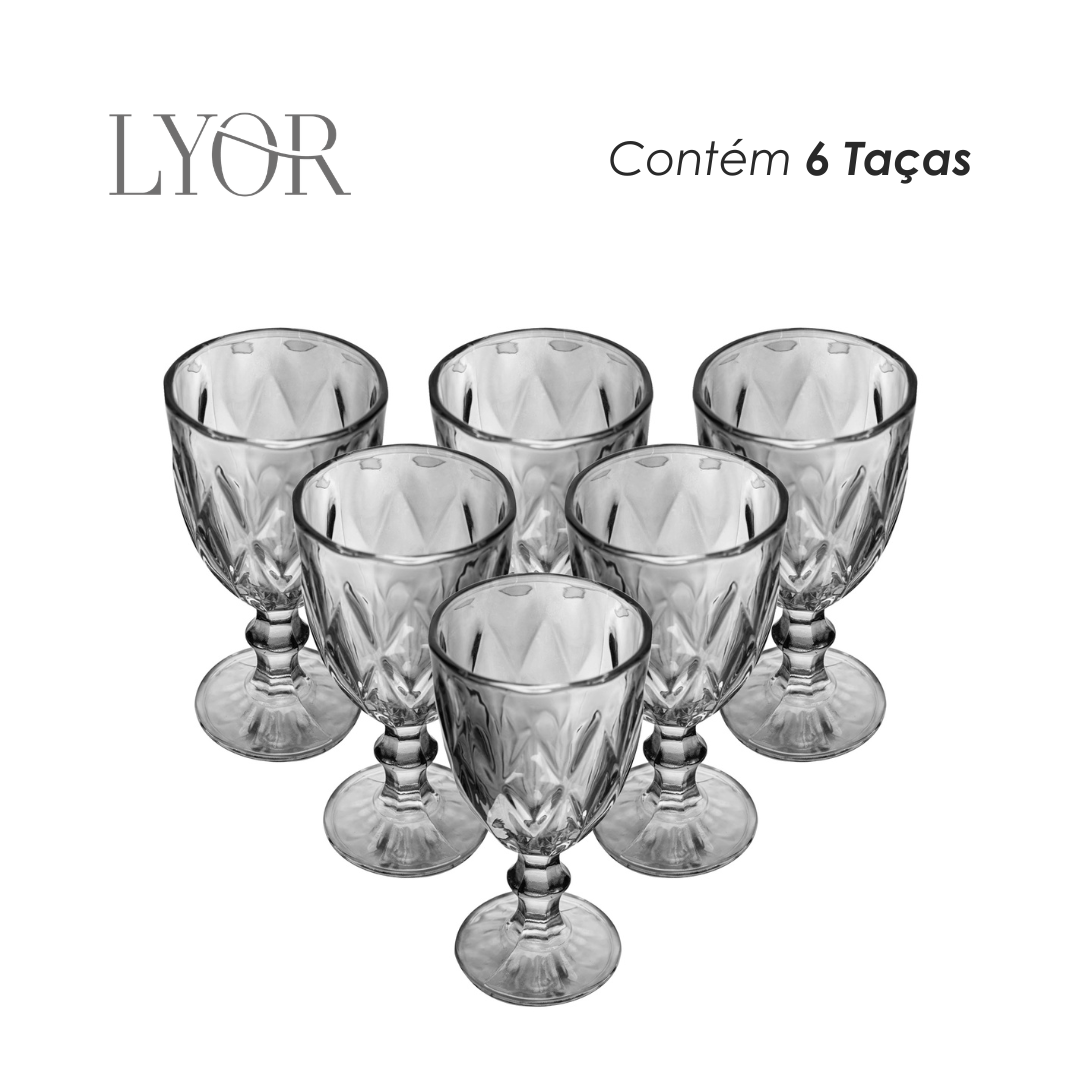Conjunto 6 Taças de Água de Vidro Diamond  - Lyor