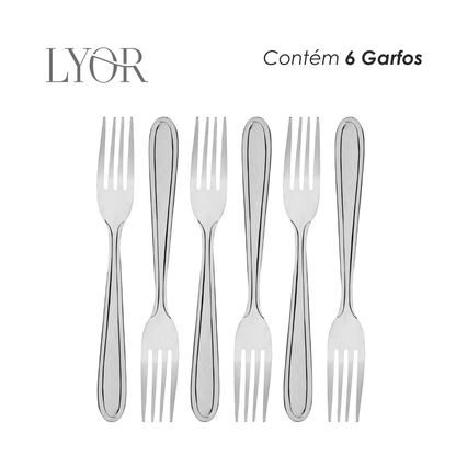 Conjunto 6 Garfos para Sobremesa Gastro Aço Inox - Lyor