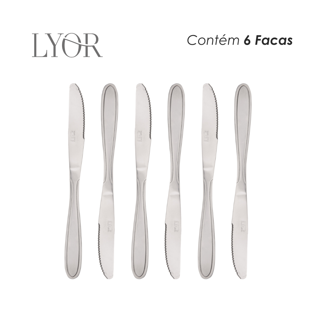 Conjunto 6 Facas para Sobremesa Gastro Aço Inox - Lyor