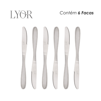 Conjunto 6 Facas para Sobremesa Gastro Aço Inox - Lyor