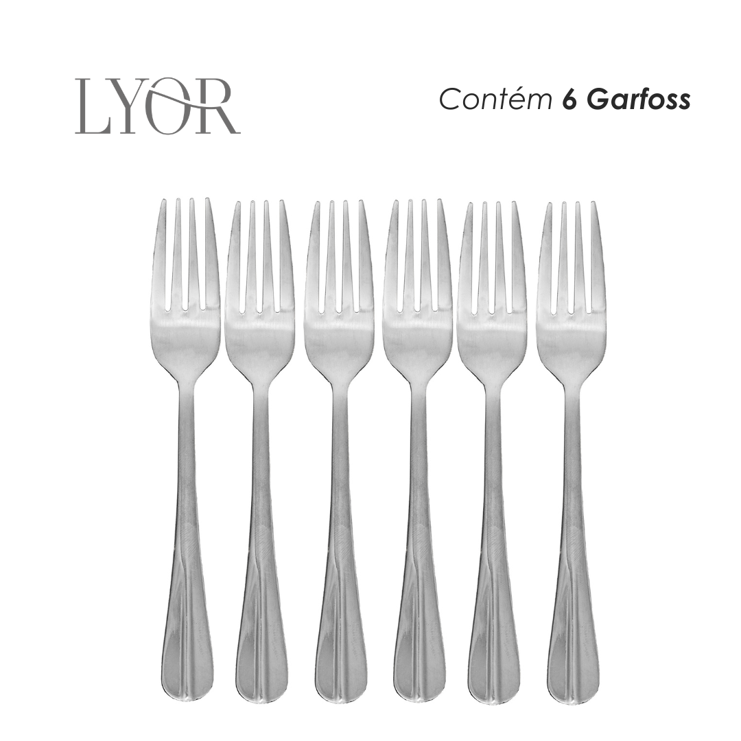 Conjunto 6 Garfos para Sobremesa de Aço Inox Positano 16cm - Lyor