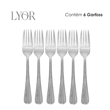 Conjunto 6 Garfos para Sobremesa de Aço Inox Positano 16cm - Lyor