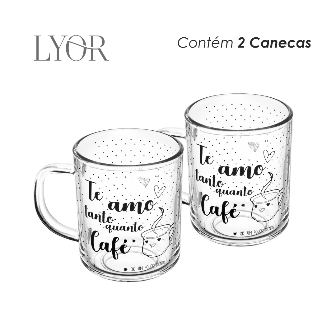 Conjunto 2 Canecas de Vidro Te Amo 220ml - Lyor