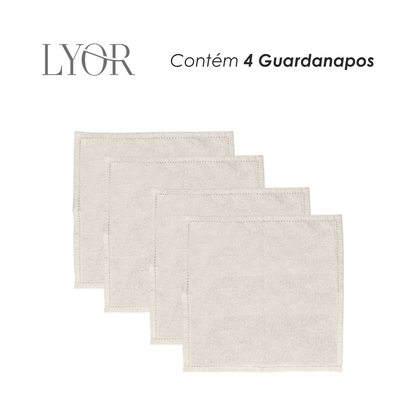 Conjunto 4 Guardanapos Momentos 40cm x 40cm Off White Algodão - Lyor