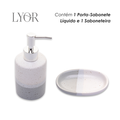 Conjunto 2 Peças para Banheiro de Cerâmica Degradê Cinza - Lyor