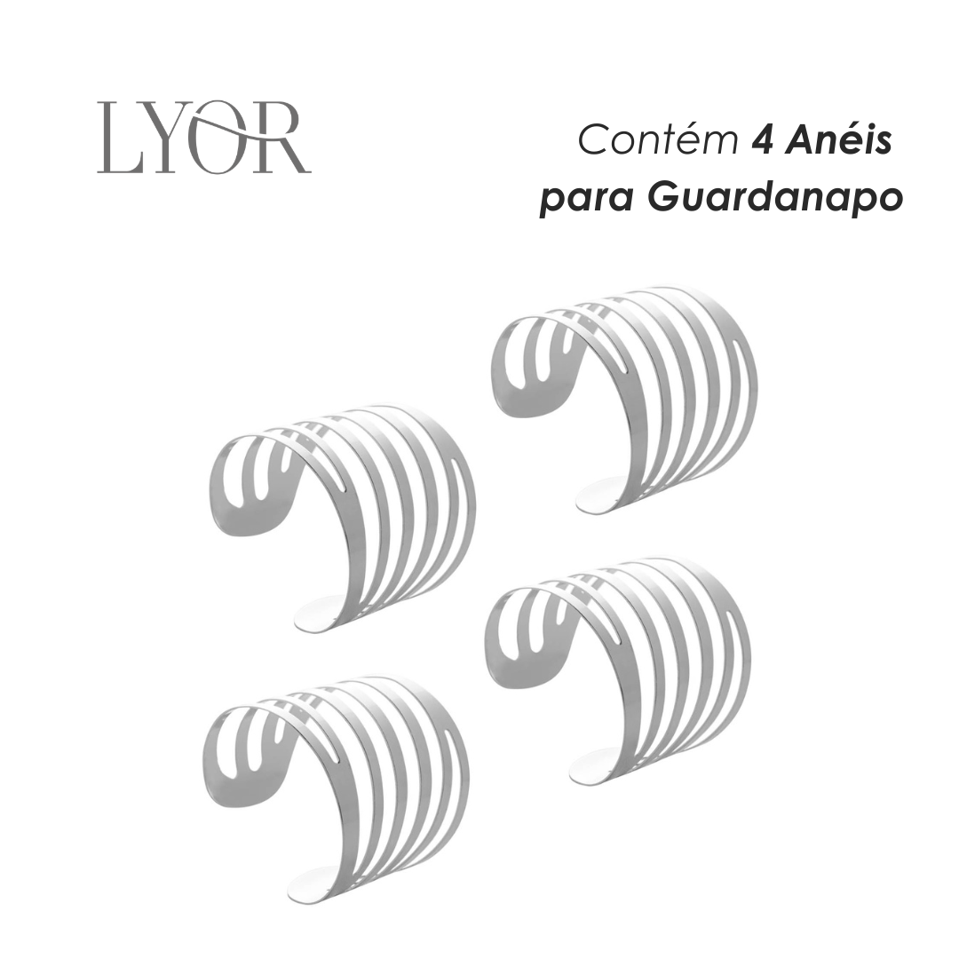 Conjunto 4 Anéis para Guardanapo de Aço 4cm - Lyor
