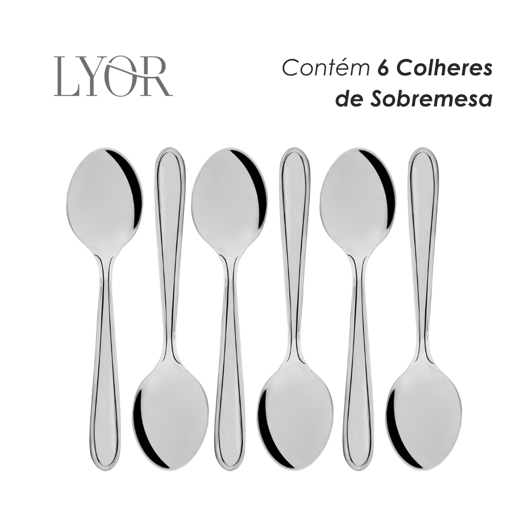 Conjunto 6 Colheres de Sobremesa Gastro Aço Inox - Lyor