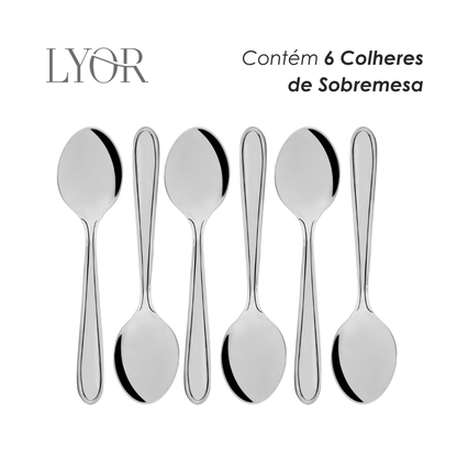 Conjunto 6 Colheres de Sobremesa Gastro Aço Inox - Lyor