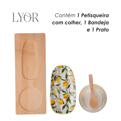 Conjunto 3 Peças para Servir Siciliano 28cm x 10,5cm x 6cm Bambu - Lyor