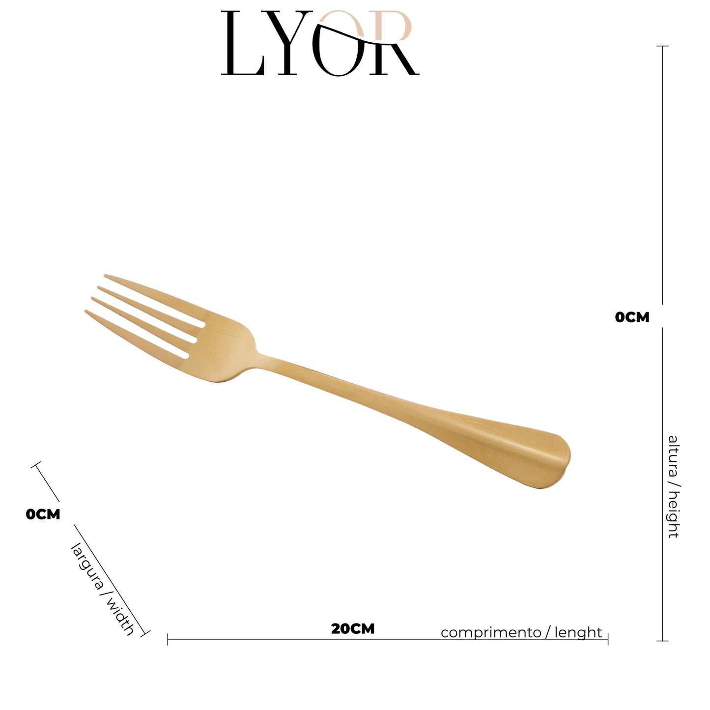 Conjunto 6 Garfos para Mesa de Aço Inox Positano Dourado 20cm - Lyor