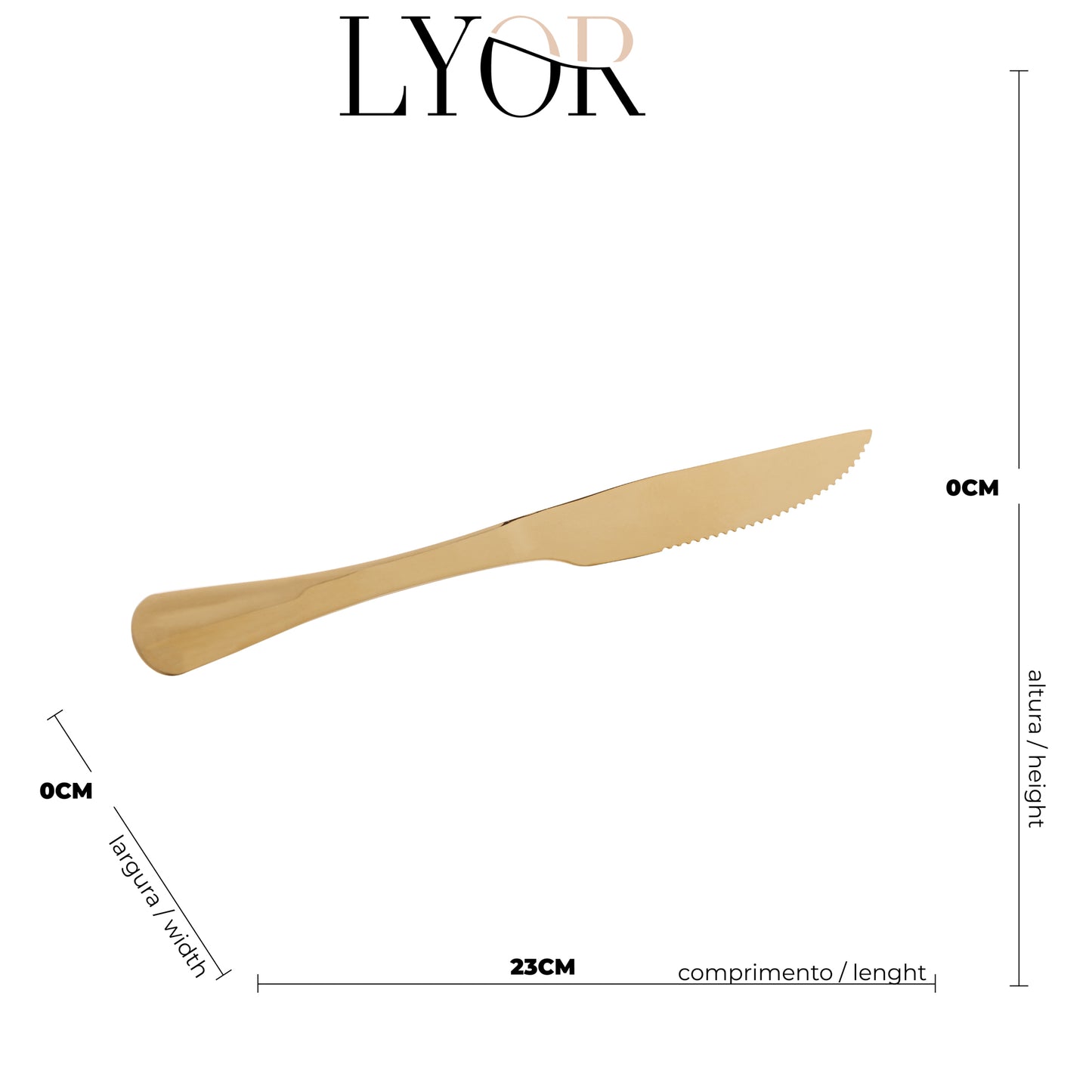 Faqueiro 24 Peças de Aço Inox Positano Dourado - Lyor
