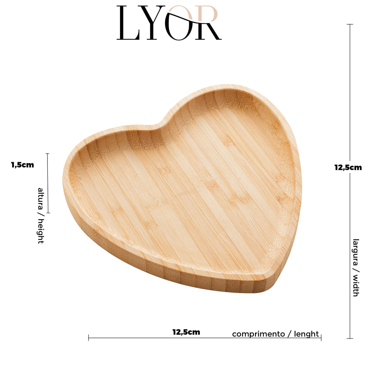 Bandeja de Bambu Heart 12,5cm x 12,5cm x 1,5cm - Lyor