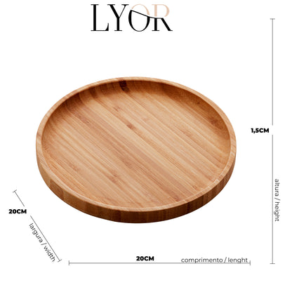 Bandeja de Bambu Hire 20cm x 20cm x 2cm - Lyor