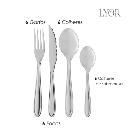 Faqueiro 24 Peças Gastro Aço Inox - Lyor