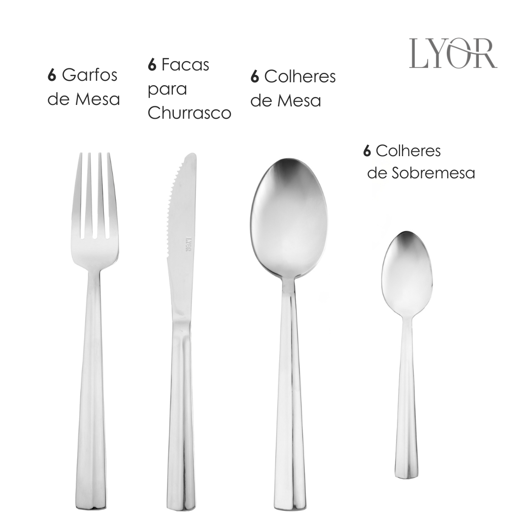 Faqueiro 24 Peças Montenegro Aço Inox - Lyor