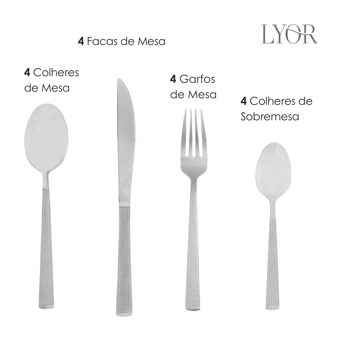 Faqueiro 16 Peças de Aço Inox Santorini - Lyor