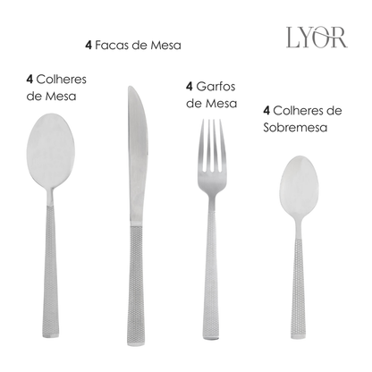 Faqueiro 16 Peças de Aço Inox Santorini - Lyor