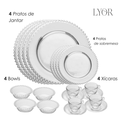 Jogo de Jantar 20 Peças Pearl Cristal - Wolff