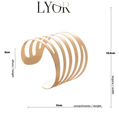 Conjunto 4 Anéis para Guardanapo de Aço Curves Dourado 4cm - Lyor