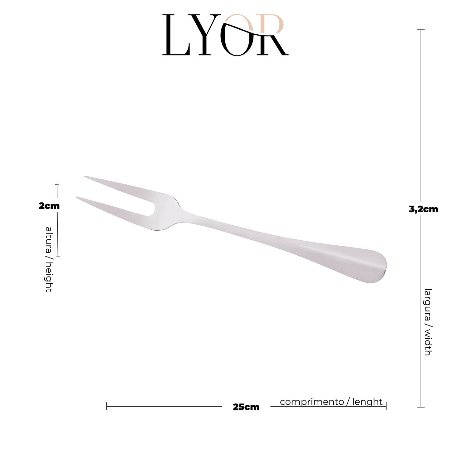 Garfo para Assado de Aço Inox Positano 27,5cm - Lyor