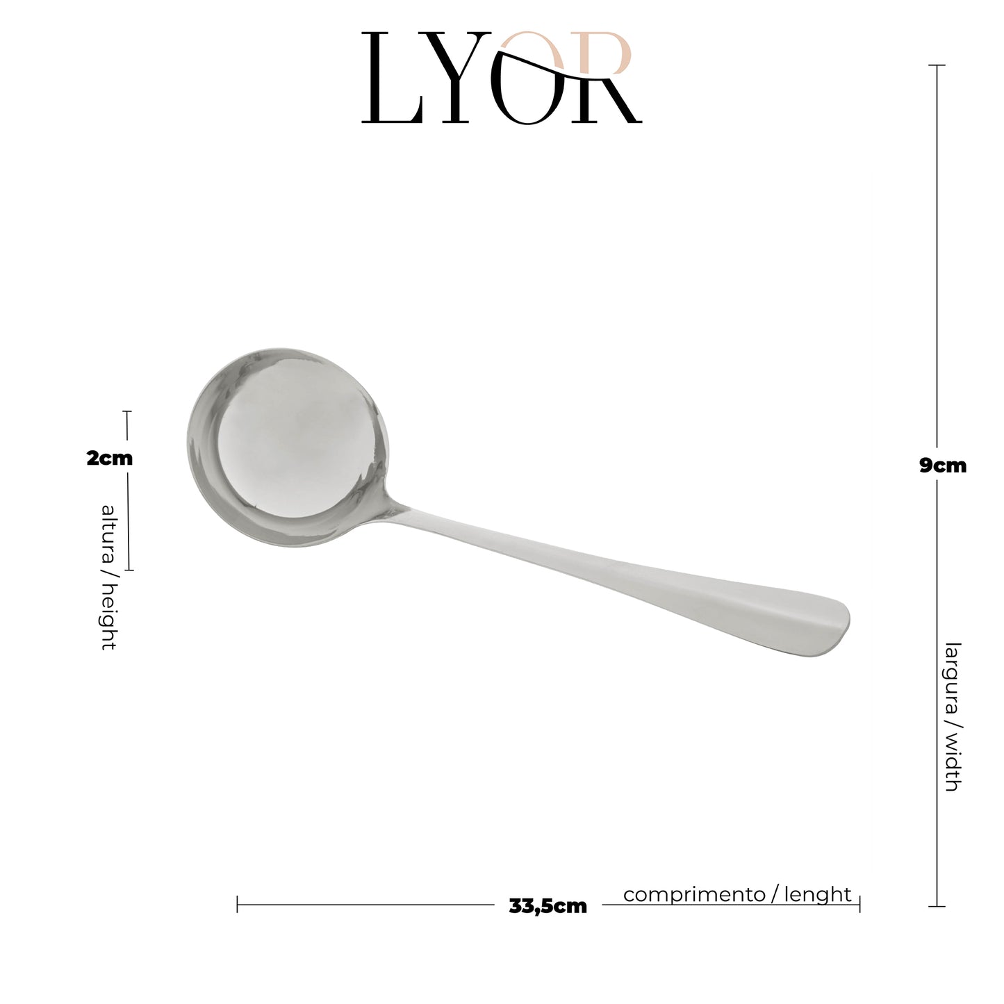 Concha de Aço Inox Positano 33,5cm - Lyor