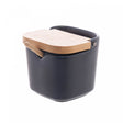 Saleiro de Cerâmica com Tampa e Colher de Bambu Azul 9cm x 9cm x 8,5cm - Wolff