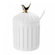 Açucareiro de Cerâmica Colibri com Colher e Tampa Branco 7cm x 7cm x 10,5cm - Wolff