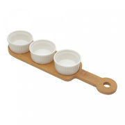 Conjunto 3 Petisqueiras com Bandeja de Bambu Branco - Wolff