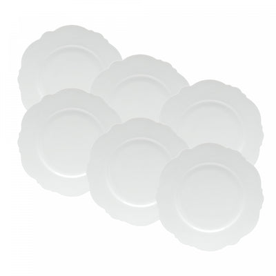Conjunto 6 Pratos para Sobremesa de Porcelana Maldivas Branco 21cm x 1,5cm - Wolff