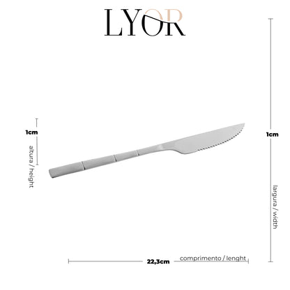 Conjunto 6 Facas de Churrasco de Aço Inox Bambu Elegant 22,3cm - Lyor