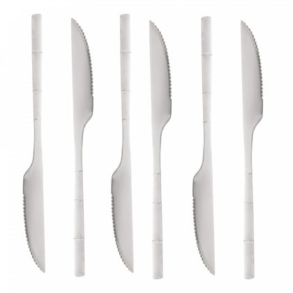 Conjunto 6 Facas de Churrasco de Aço Inox Bambu Elegant 22,3cm - Lyor