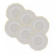 Conjunto 6 Pratos Fundos de Porcelana Maldivas Branco com Fio de Ouro  - Wolff