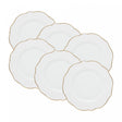 Conjunto 6 Pratos Rasos de Porcelana Maldivas Branco com Fio de Ouro 28cm x 2cm - Wolff