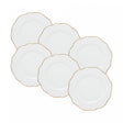 Conjunto 6 Pratos para Sobremesa de Porcelana Maldivas com Fio de Ouro - Wolff