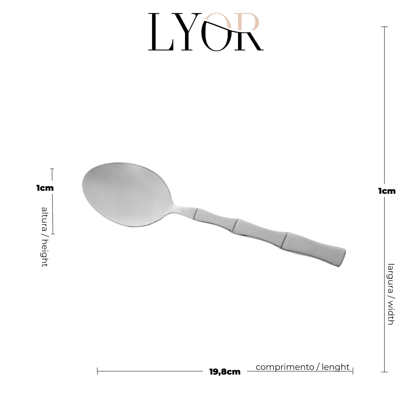 Conjunto 6 Colheres para Mesa de Aço Inox Bambu Elegant 19,8cm - Lyor