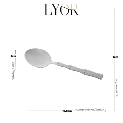 Conjunto 6 Colheres para Mesa de Aço Inox Bambu Elegant 19,8cm - Lyor