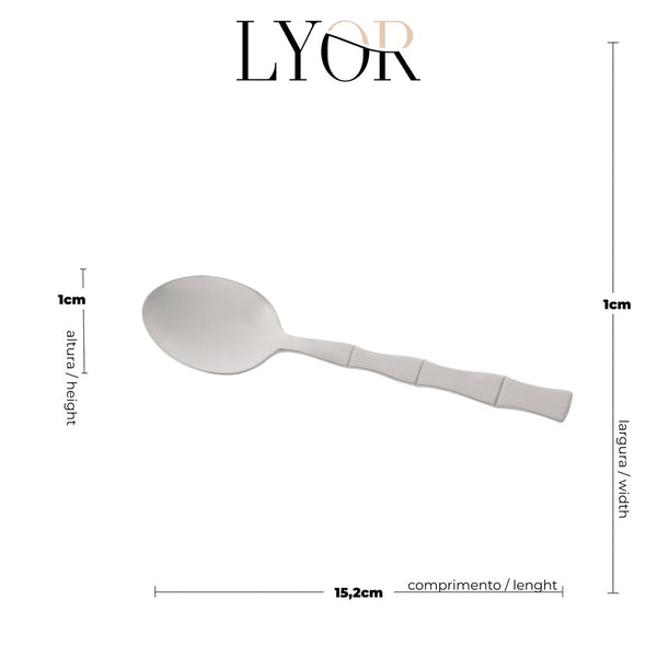 Conjunto 6 Colheres de Sobremesa de Aço Inox Bambu Elegant 15,2cm - Lyor