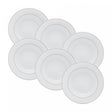 Conjunto 6 Pratos Fundos de Porcelana com Borda Prateada Mônaco Branco 21,5cm x 3,5cm - Wolff
