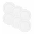 Conjunto 6 Pratos Rasos de Porcelana com Borda Prateada Mônaco Branco 27cm x 2,5cm - Wolff