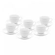 Conjunto 6 Xícaras de Chá de Porcelana com Pires e Borda Prateada Mônaco Branco 220ml - Wolff