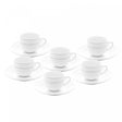 Conjunto 6 Xícaras de Café de Porcelana com Pires e Borda Prateada Mônaco Branco 100ml - Wolff