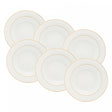 Conjunto 6 Pratos Fundos de Porcelana com Fio de Ouro Mônaco Branco 21,5cm  x 3,5cm - Wolff
