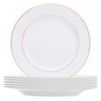 Conjunto 6 Pratos Rasos de Porcelana com Fio de Ouro Mônaco Branco 27cm x 2,5cm - Wolff