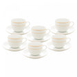 Conjunto 6 Xícaras de Chá de Porcelana com Pires e Fio de Ouro Mônaco Branco 220ml - Wolff
