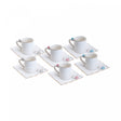 Conjunto 6 Xícaras de Café de Porcelana Flower Square Plate Branco 80ml - Wolff
