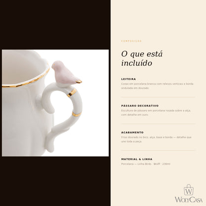 Leiteira Birds de Porcelana 230ml - Wolff