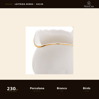 Leiteira Birds de Porcelana 230ml - Wolff