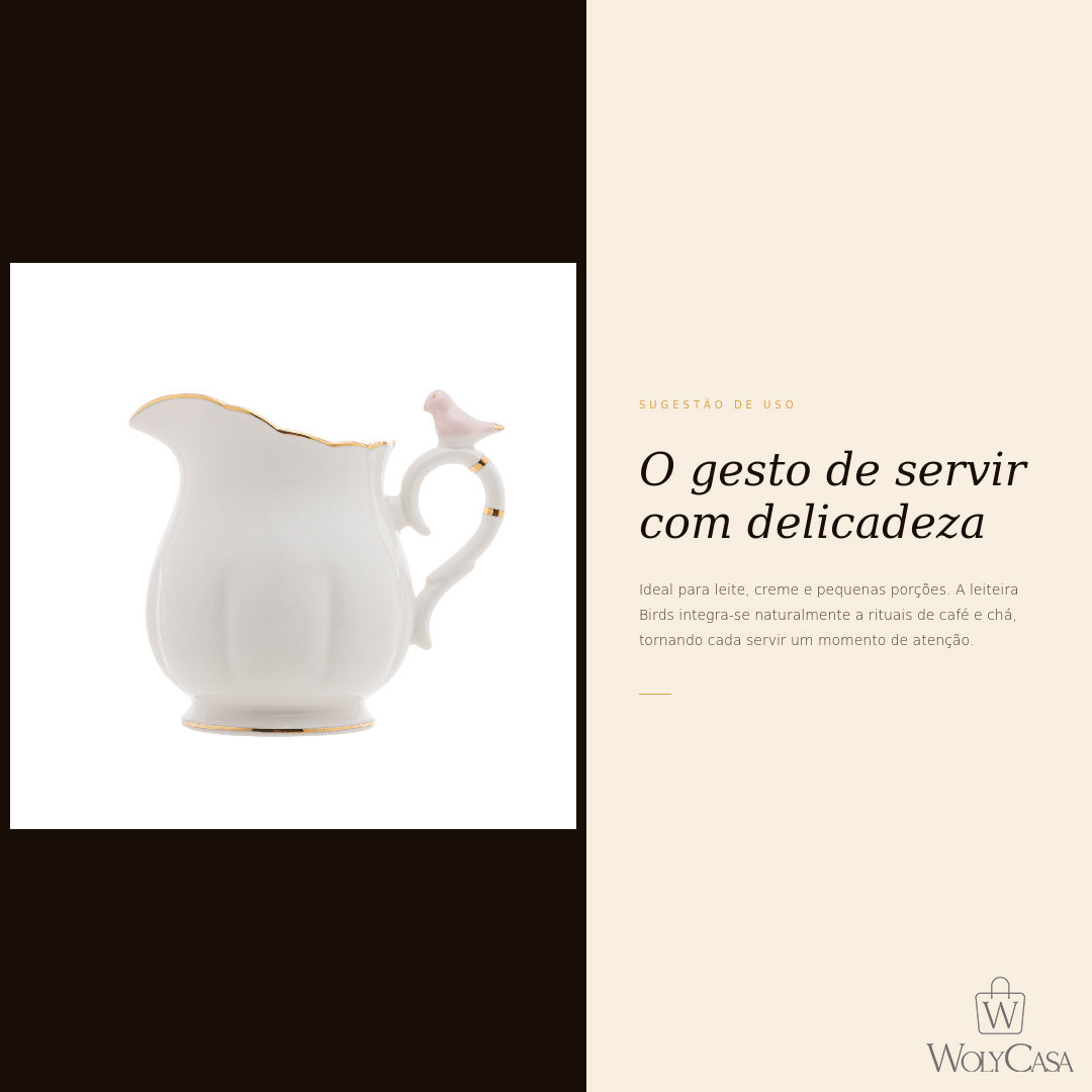 Leiteira Birds de Porcelana 230ml - Wolff